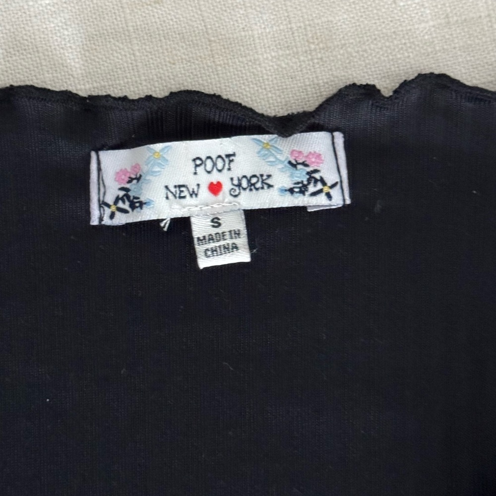 Poof New York | Black Ribbed Tie Front Top - Picture 5 of 6